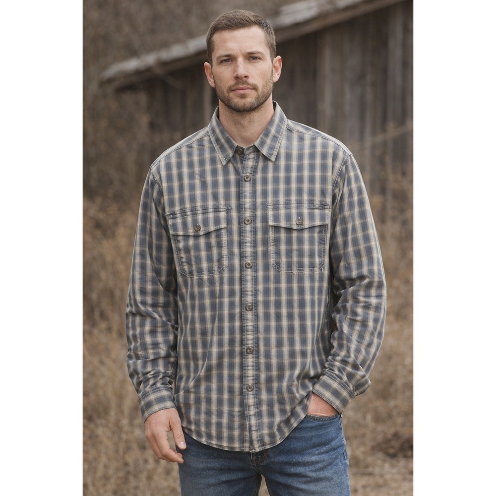 Eddie Bauer Button Down Shirt Men's Size L Plaid Flannel Long Sleeve Classic Fit
